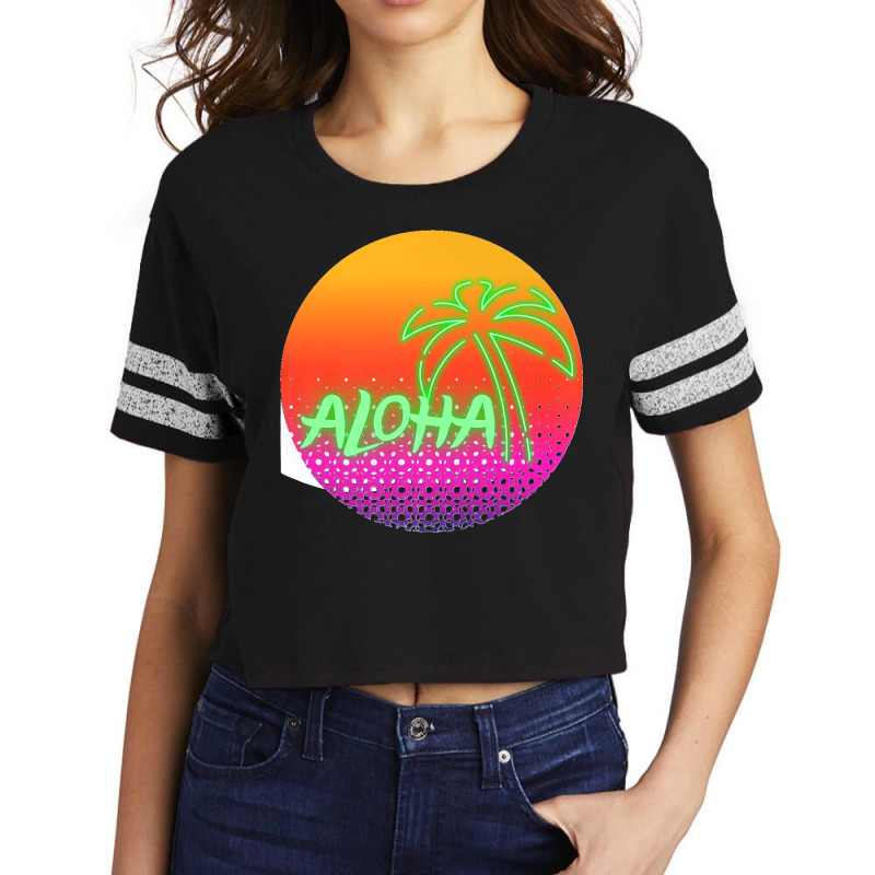 Aloha Hawaii Hawaiian Island Palm Beach Surfboard Sunset Premium Scorecard Crop Tee by JOSEPHDOMINICWILLIS | Artistshot