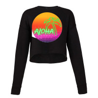 Aloha Hawaii Hawaiian Island Palm Beach Surfboard Sunset Premium Cropped Sweater | Artistshot