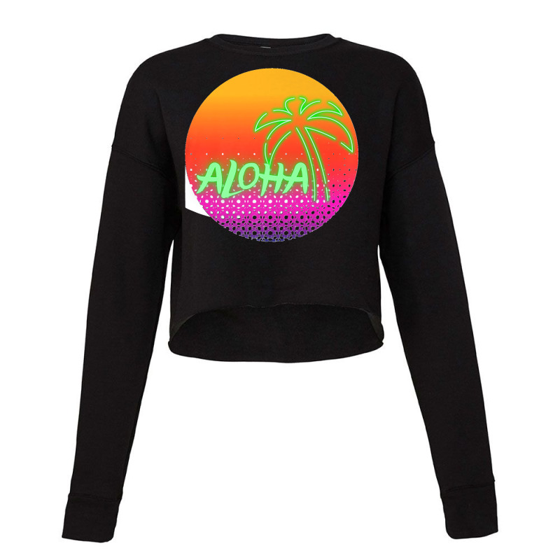 Aloha Hawaii Hawaiian Island Palm Beach Surfboard Sunset Premium Cropped Sweater by JOSEPHDOMINICWILLIS | Artistshot