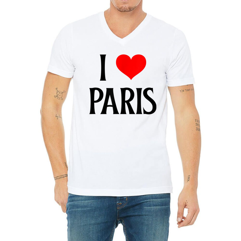 I Love Paris I Heart Paris France Family Travel Souvenir V-Neck Tee by SparkleTzeremes | Artistshot