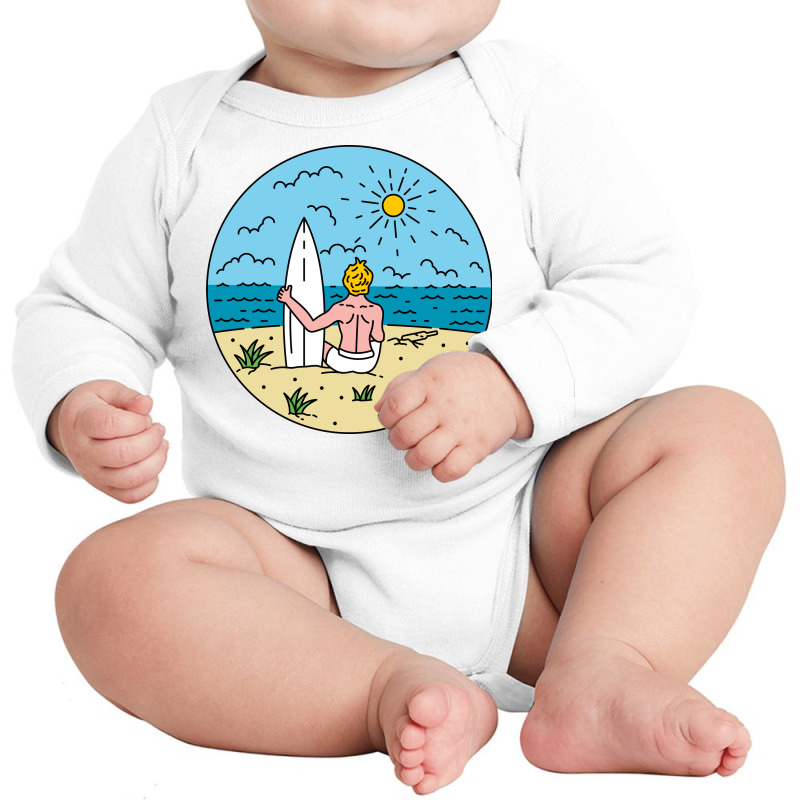 Surfers Paradise Long Sleeve Baby Bodysuit by polkam design | Artistshot