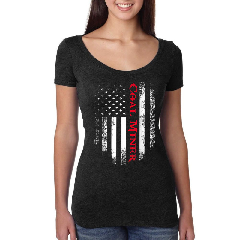 Vintage Usa Red White Coal Miner American Flag Gift Women's Triblend Scoop T-shirt by WillettaIngber | Artistshot