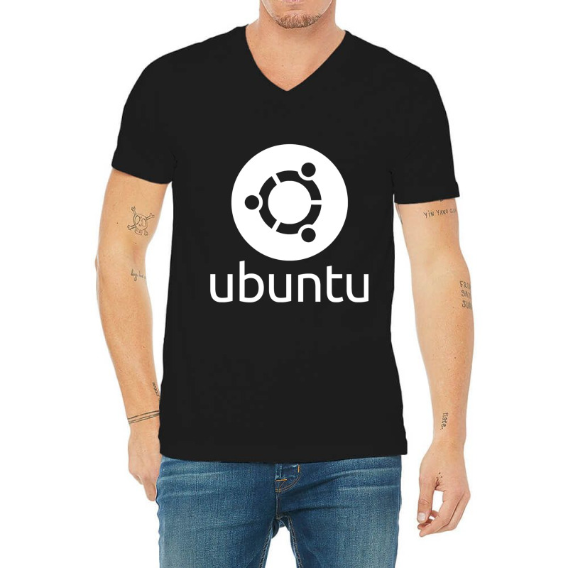 Dark Ubuntu Linux V-Neck Tee by NOELYOUNG | Artistshot