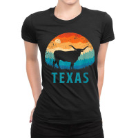 Texas Longhorn Cow Vintage Texan Cattle Herd Retro Lone Star Ladies Fitted T-shirt | Artistshot