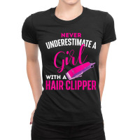 Womens Girl With Hair Clipper  Hairdresser Hair Stylist Barber Ladies Fitted T-shirt | Artistshot