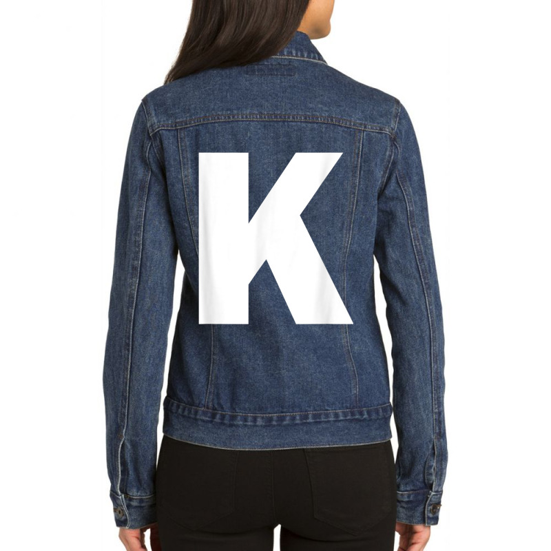 Letter K Capital Alphabet Monogram Initial Ladies Denim Jacket by MechelleMilliken | Artistshot