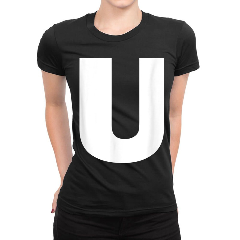 Letter U Capital Alphabet Monogram Initial Ladies Fitted T-Shirt by MechelleMilliken | Artistshot