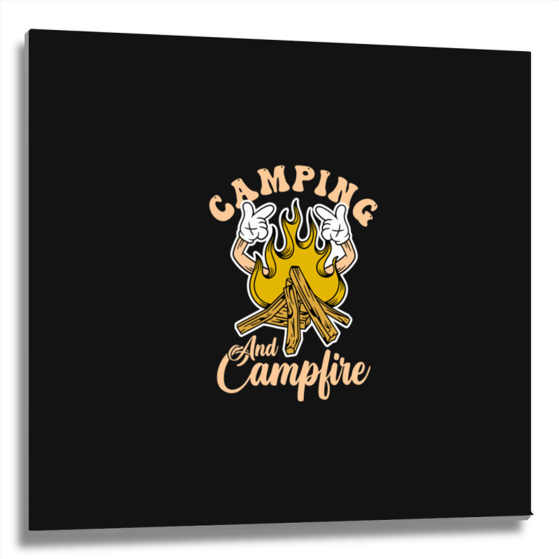 Camping And Campfire Metal Print Square | Artistshot