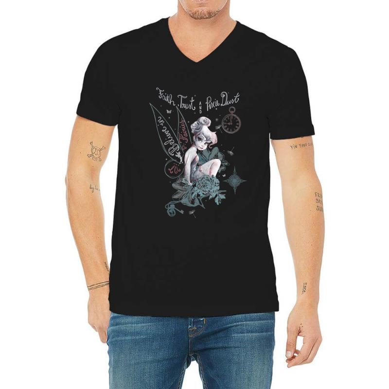 Tinkerbell Fairy - Believe Fairies - Faith Trust V-Neck Tee by ByronGFaulkner | Artistshot