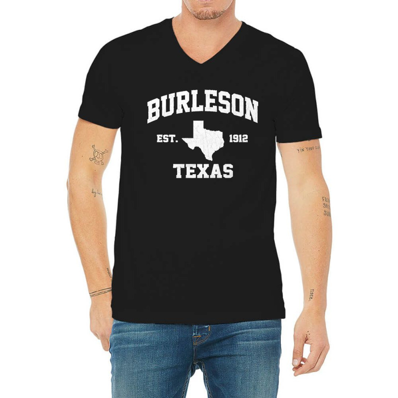 Burleson Texas Tx Vintage State Athletic Style Premium V-Neck Tee by LUISRTORRES | Artistshot