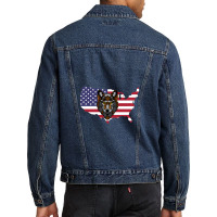 American Flag Map Wolf Men Denim Jacket | Artistshot