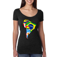 Latin South America Continent Map Flags Women's Triblend Scoop T-shirt | Artistshot