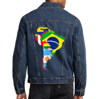 Latin South America Continent Map Flags Men Denim Jacket | Artistshot