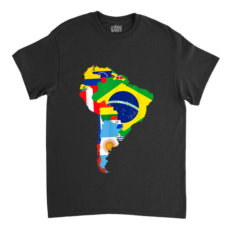 Latin South America Continent Map Flags Classic T-shirt by CruzChapman | Artistshot