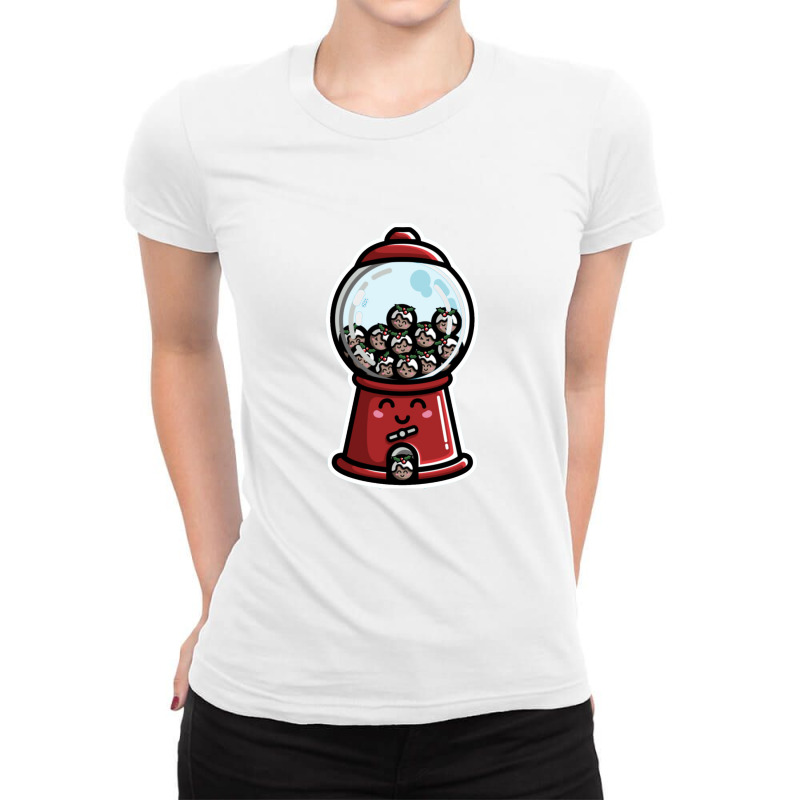 Cawaii Cute Chrismas Pudding Gumball Machine Ladies Fitted T-Shirt by Acoy | Artistshot