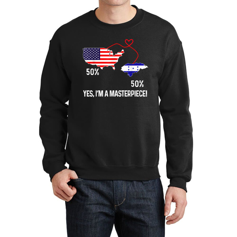 Half American Half Honduran Flag Combined Honduras Catracho Crewneck Sweatshirt by CaseVillarreal | Artistshot