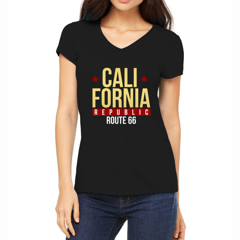 Califonia Republic Route 66 Usa Women's V-Neck T-Shirt by Platinumshop | Artistshot