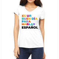 Maestra Cute Rainbow Regalos Para Bilingual Spanish Teacher Women's V-neck T-shirt | Artistshot