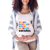 Maestra Cute Rainbow Regalos Para Bilingual Spanish Teacher Maternity Scoop Neck T-shirt | Artistshot