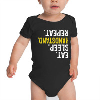 Eat Sleep Handstand Repeat Gymnastics Gift Baby Bodysuit | Artistshot