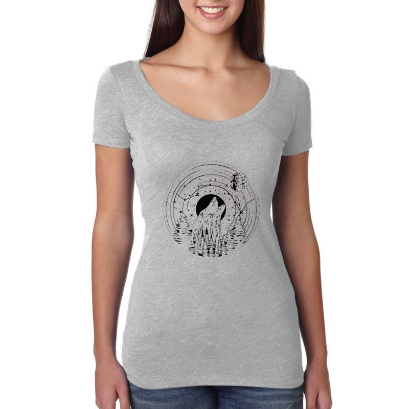 Midnight Forest Wulf Moon Vinyl Art Women's Triblend Scoop T-shirt by Acoy | Artistshot