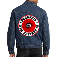 Paranoia Will Destroy Ya' Red Black Amp White Men Denim Jacket | Artistshot