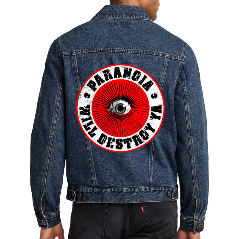 Paranoia Will Destroy Ya' Red Black Amp White Men Denim Jacket by LindaMarisa | Artistshot