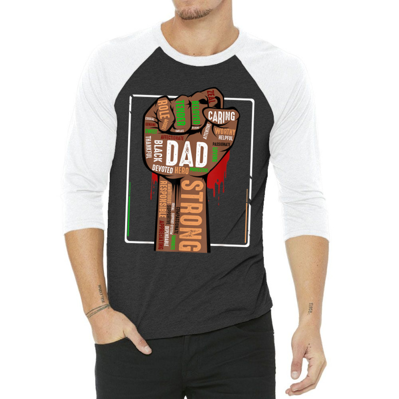 Mens Black Dad African American Melanin Pride Black History Month 3/4 Sleeve Shirt | Artistshot