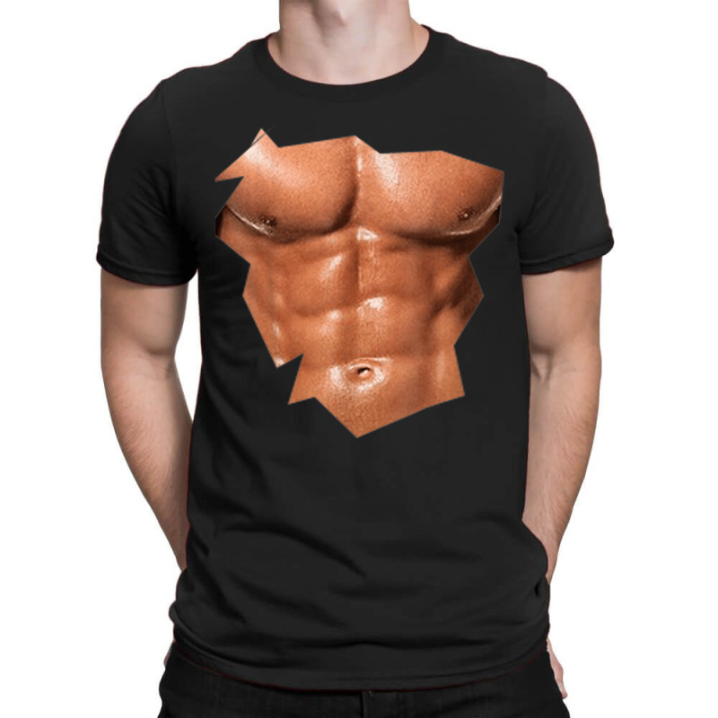 Mens Chest Six Pack Abs Funny Fake Abs Muscles Realistic T-shirt | Artistshot