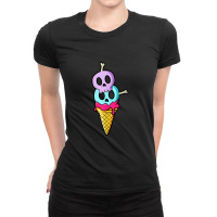 Pastel Goth Skulls And Bones Ice Cream Cone Ladies Fitted T-shirt | Artistshot