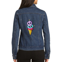 Pastel Goth Skulls And Bones Ice Cream Cone Ladies Denim Jacket | Artistshot