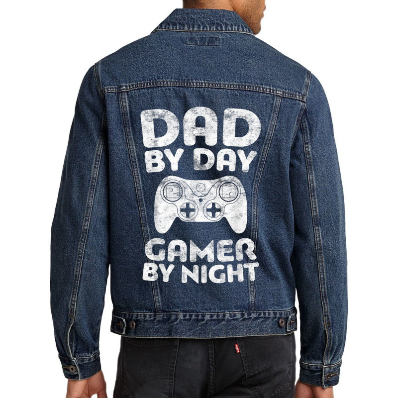 Mens Dad By Day Gamer By Night Funny Men Denim Jacket | Artistshot