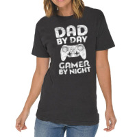 Mens Dad By Day Gamer By Night Funny Vintage T-shirt | Artistshot