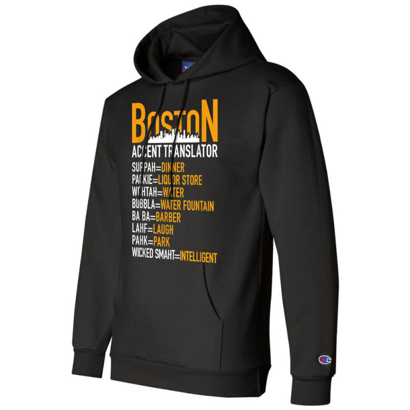 Wicked Smaht Funny Boston Accent Translator Bostonians Gifts Champion Hoodie | Artistshot