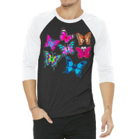 Butterflies T  Shirt Colorful Butterflies T  Shirt 3/4 Sleeve Shirt | Artistshot