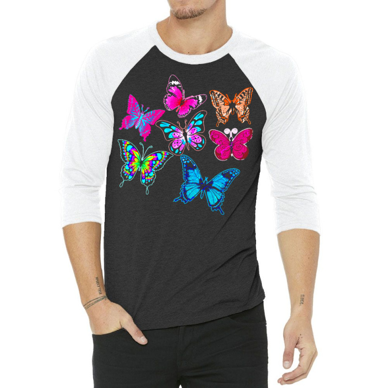 Butterflies T  Shirt Colorful Butterflies T  Shirt 3/4 Sleeve Shirt | Artistshot