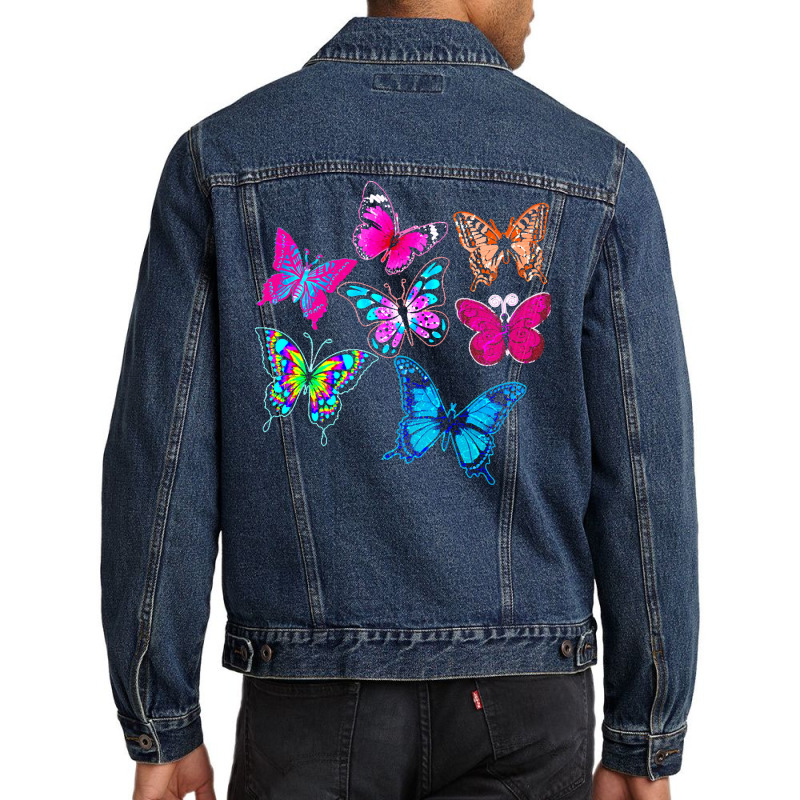 Butterflies T  Shirt Colorful Butterflies T  Shirt Men Denim Jacket | Artistshot