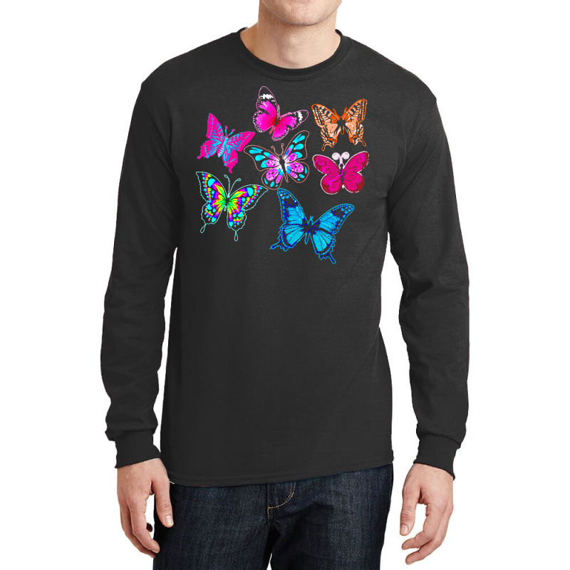 Butterflies T  Shirt Colorful Butterflies T  Shirt Long Sleeve Shirts | Artistshot