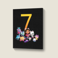 Gabby Dollhouse 7th Birthday Boy And Girl Costom Number Portrait Canvas Print | Artistshot