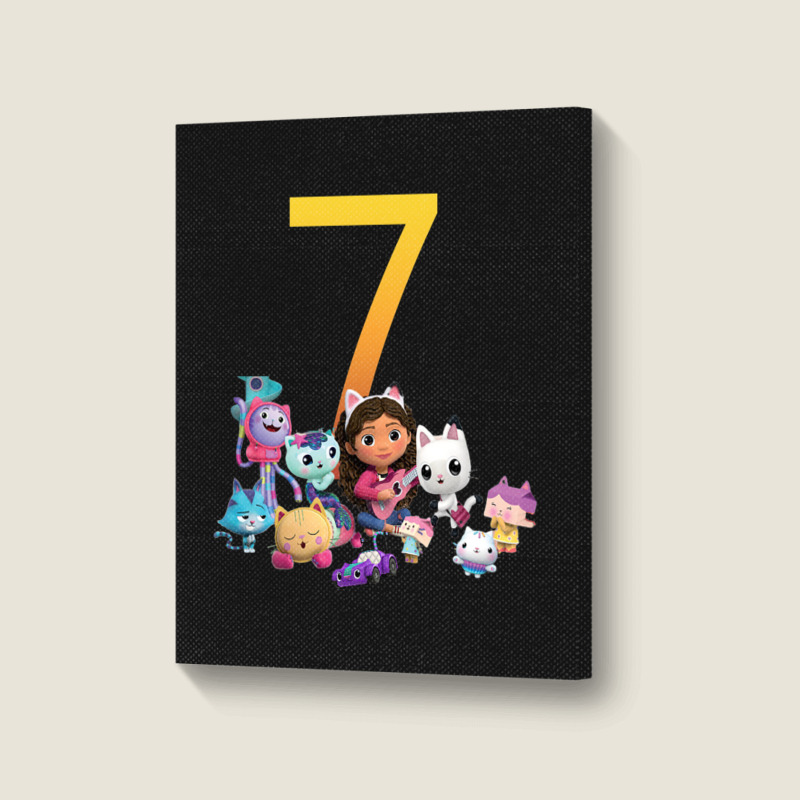 Gabby Dollhouse 7th Birthday Boy And Girl Costom Number Portrait Canvas Print | Artistshot