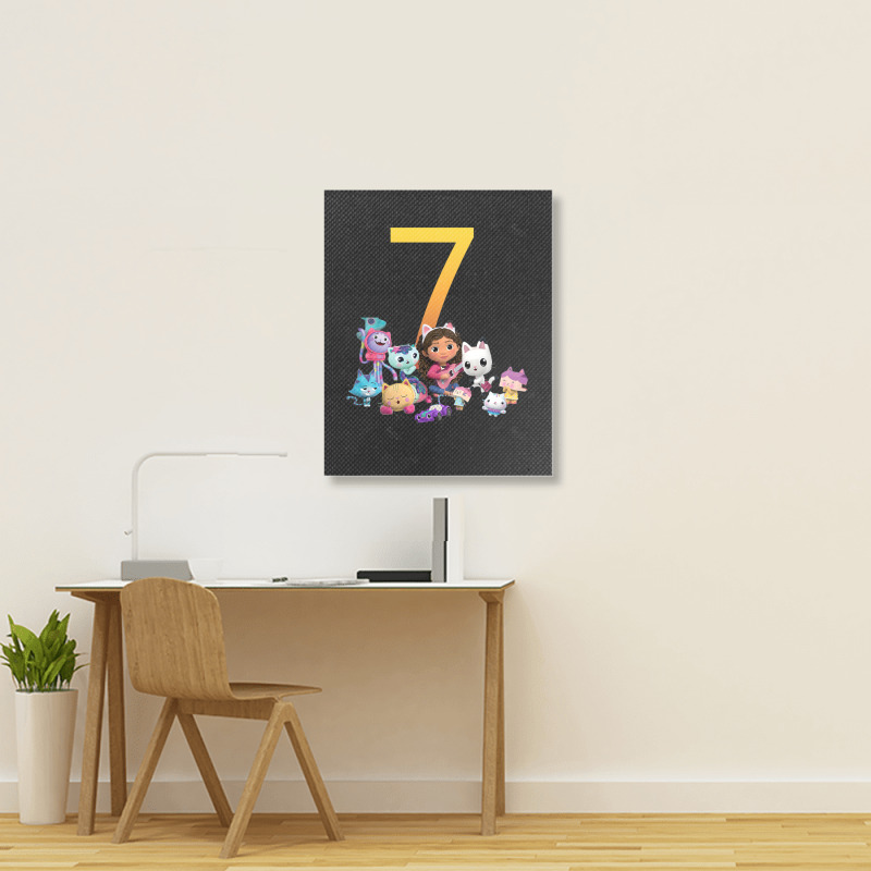 Gabby Dollhouse 7th Birthday Boy And Girl Costom Number Portrait Canvas Print | Artistshot