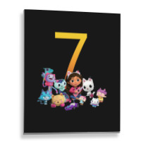 Gabby Dollhouse 7th Birthday Boy And Girl Costom Number Metal Print Vertical | Artistshot