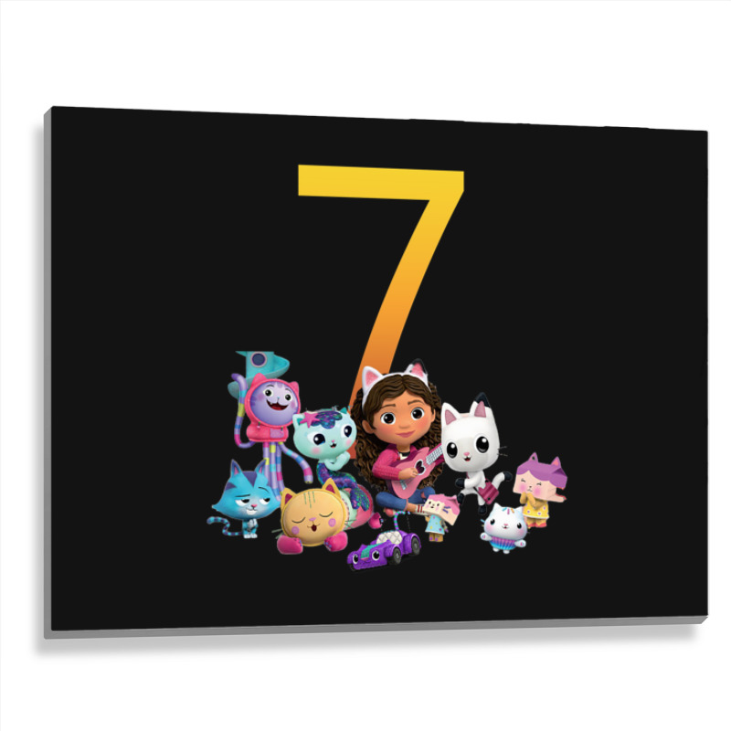 Gabby Dollhouse 7th Birthday Boy And Girl Costom Number Metal Print Horizontal | Artistshot