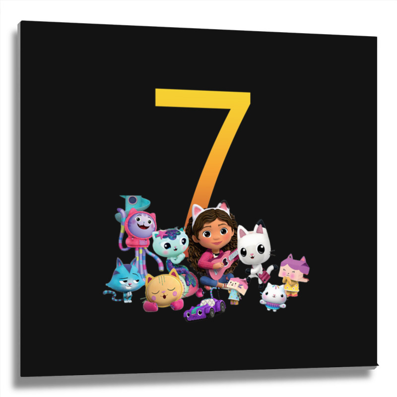 Gabby Dollhouse 7th Birthday Boy And Girl Costom Number Metal Print Square | Artistshot