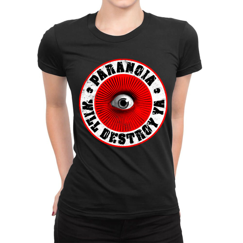 Paranoia Will Destroy Ya' Red Black Amp White Ladies Fitted T-Shirt by LindaMarisa | Artistshot