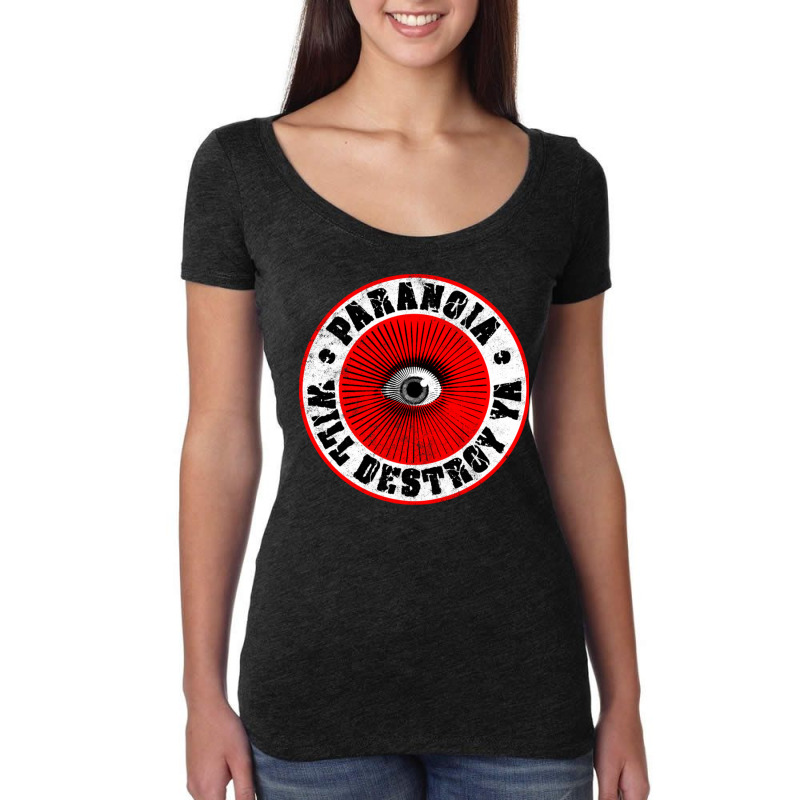 Paranoia Will Destroy Ya' Red Black Amp White Women's Triblend Scoop T-shirt by LindaMarisa | Artistshot