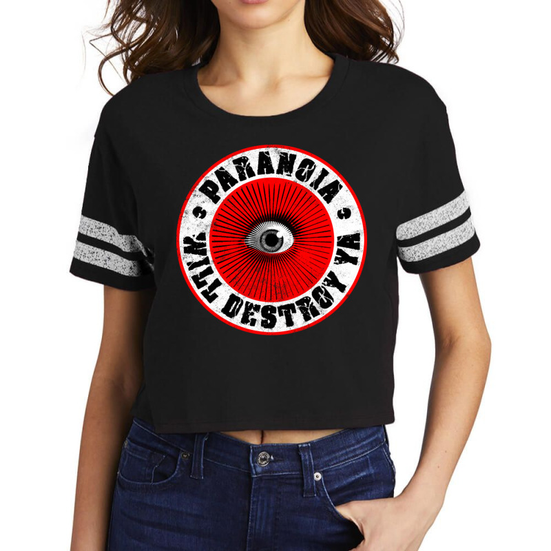 Paranoia Will Destroy Ya' Red Black Amp White Scorecard Crop Tee by LindaMarisa | Artistshot