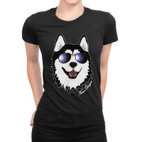 Cool Sledge Dog With Sunglasses A Siberian Husky Ladies Fitted T-shirt | Artistshot