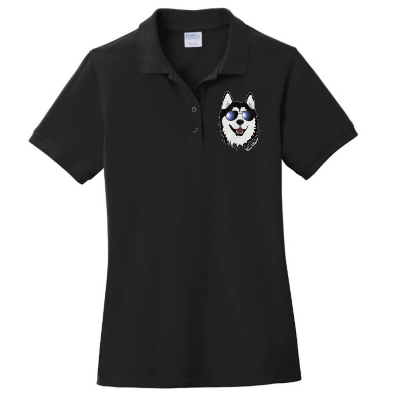 Cool Sledge Dog With Sunglasses A Siberian Husky Ladies Polo Shirt by JilmarM.Perez | Artistshot