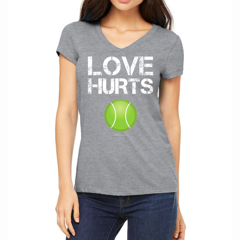 Custom Tennis Player Gifts Love Hurts Funny Tennis Shirts Women's V-neck  T-shirt By Jinxpenta - Artistshot